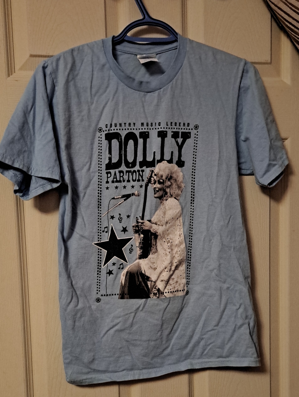 Port and Company Light Blue Graphic  Dolly Parton Tee with Black Print